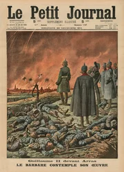 Wilhelm II voor Arras, de barbaar die zijn werk overweegt, voorpagina illustratie uit 
